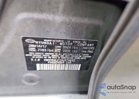 2017 Hyundai Elantra Se из США, поврежденный, VIN KMHD84LF2HU379682